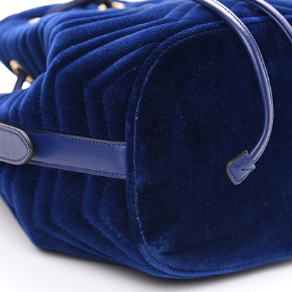 Gucci Velvet Matelasse GG Marmont Bucket Bag Cobalt Blue 7 of 9