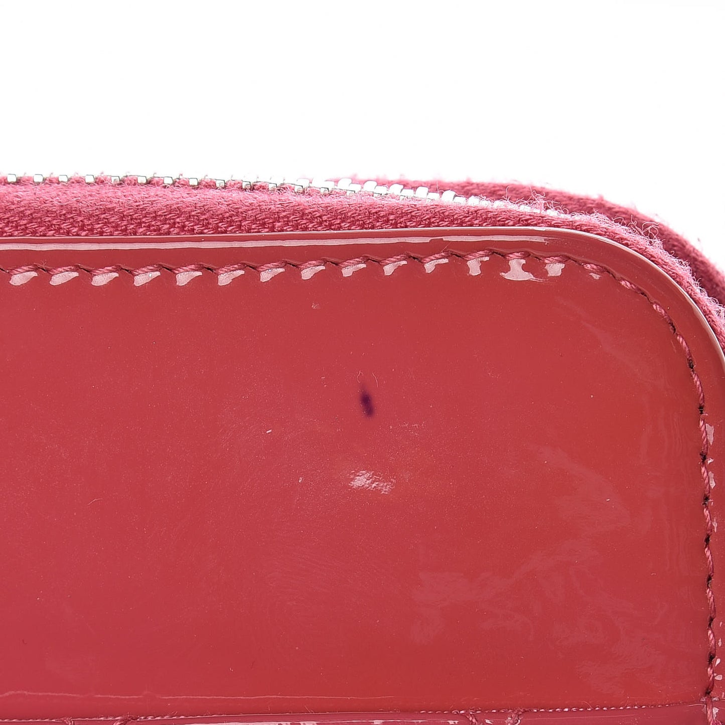 Patent Calfskin Quilted Zipped Clutch Pink