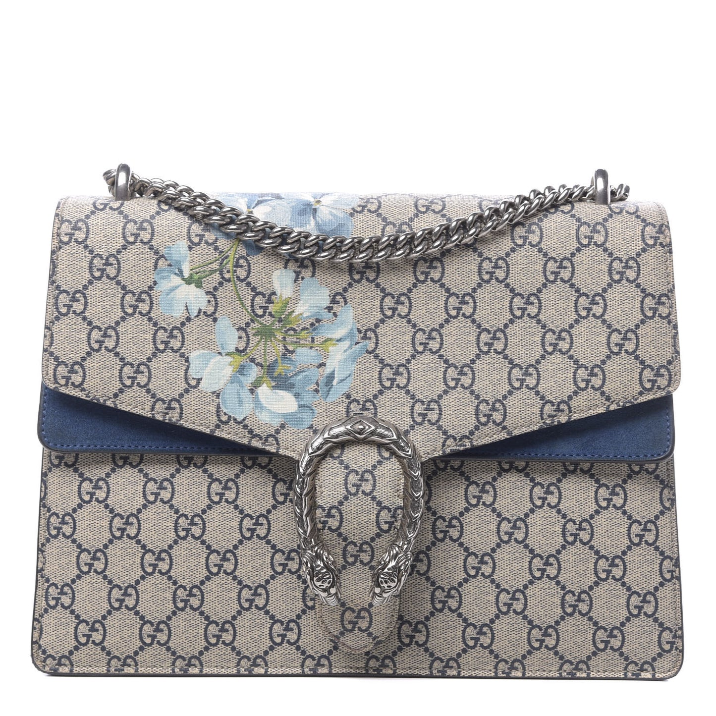 GG Supreme Monogram Blooms Medium Dionysus Shoulder Bag Beige Navy Vintage Blue