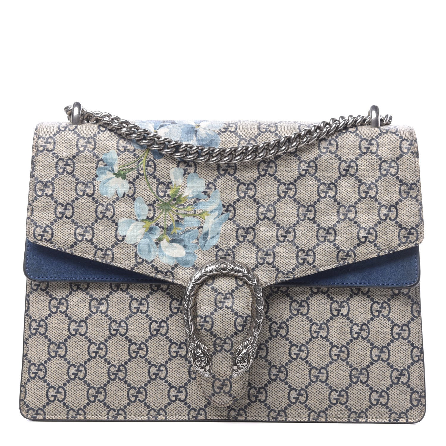 Gucci GG Supreme Monogram Blooms Medium Dionysus Shoulder Bag Beige Navy Vintage Blue 1 of 15