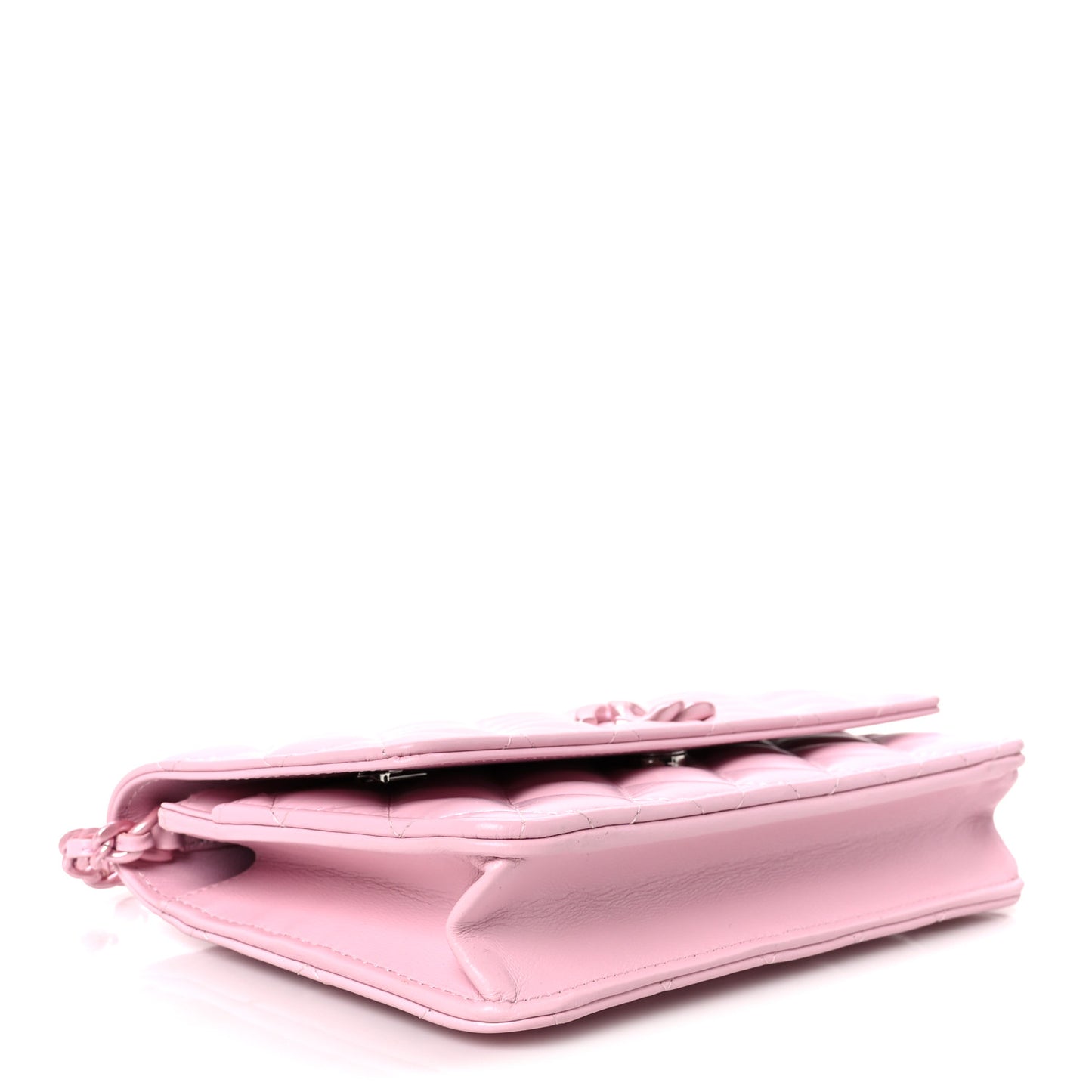 Calfskin Quilted Pearly CC Wallet On Chain WOC Pink