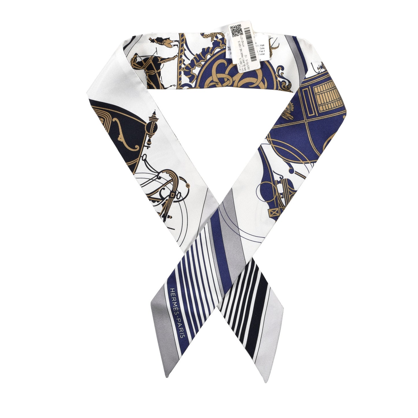 Silk Ex-Libris Twilly White Marine Gris