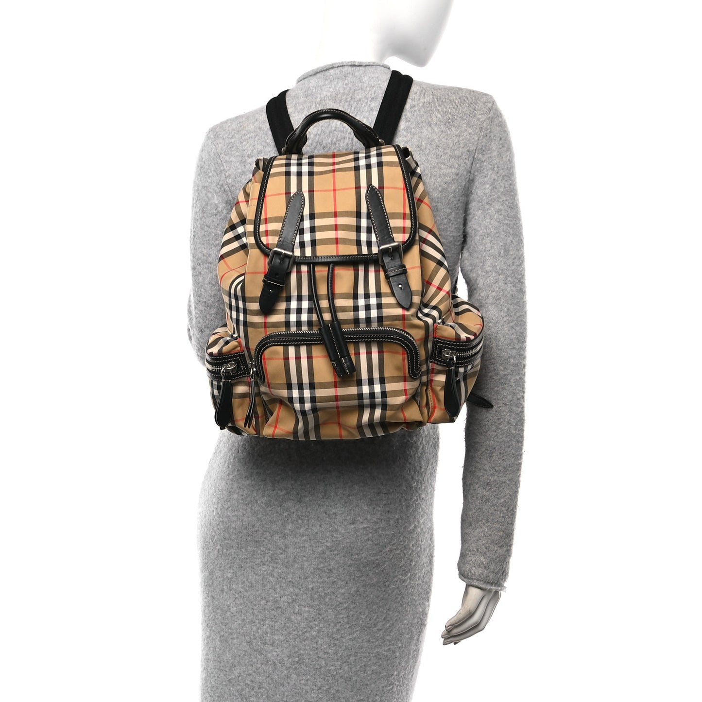 Canvas Vintage Check Medium Rucksack Backpack Antique Yellow