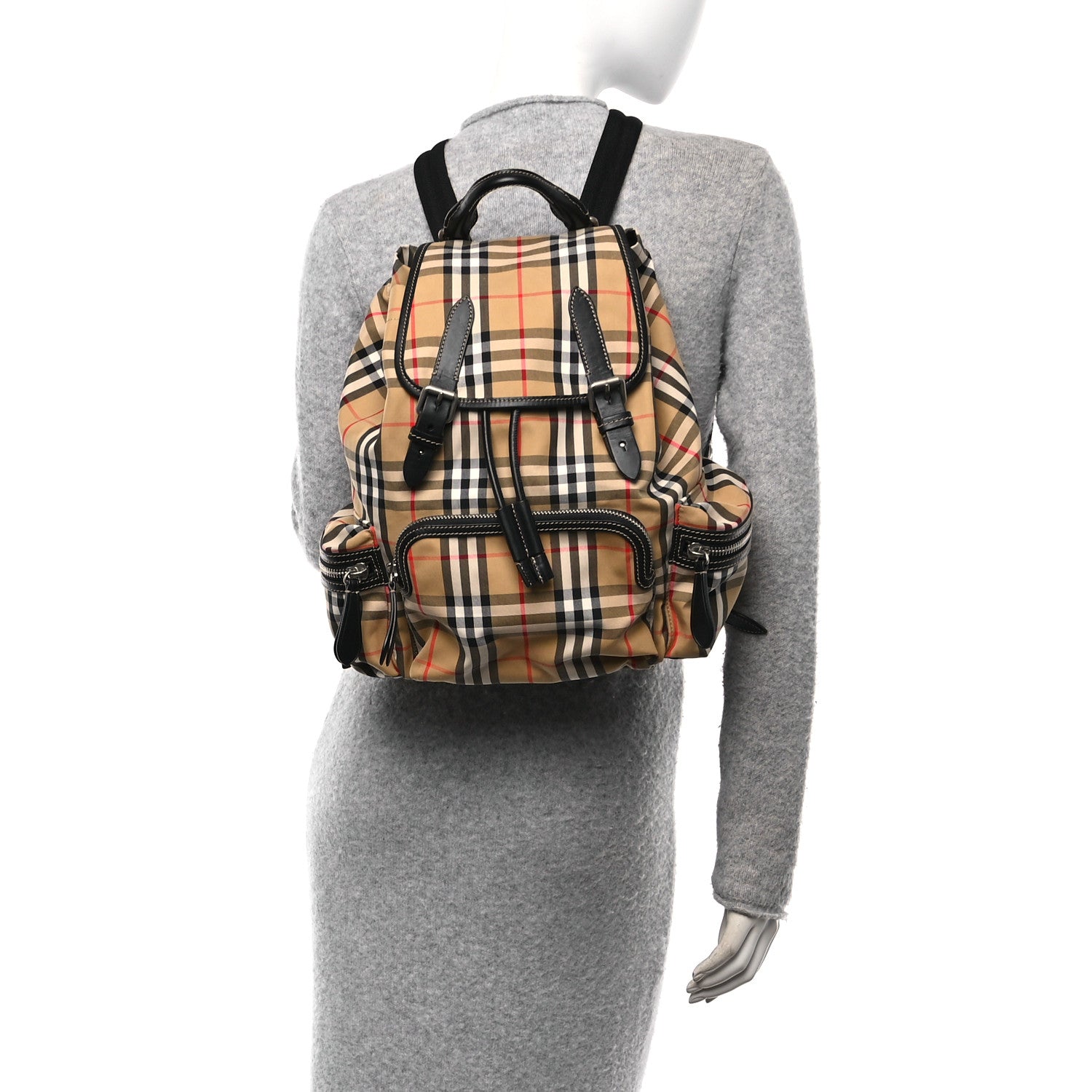 Burberry Canvas Vintage Check Medium Rucksack Backpack Antique Yellow 2 of 11