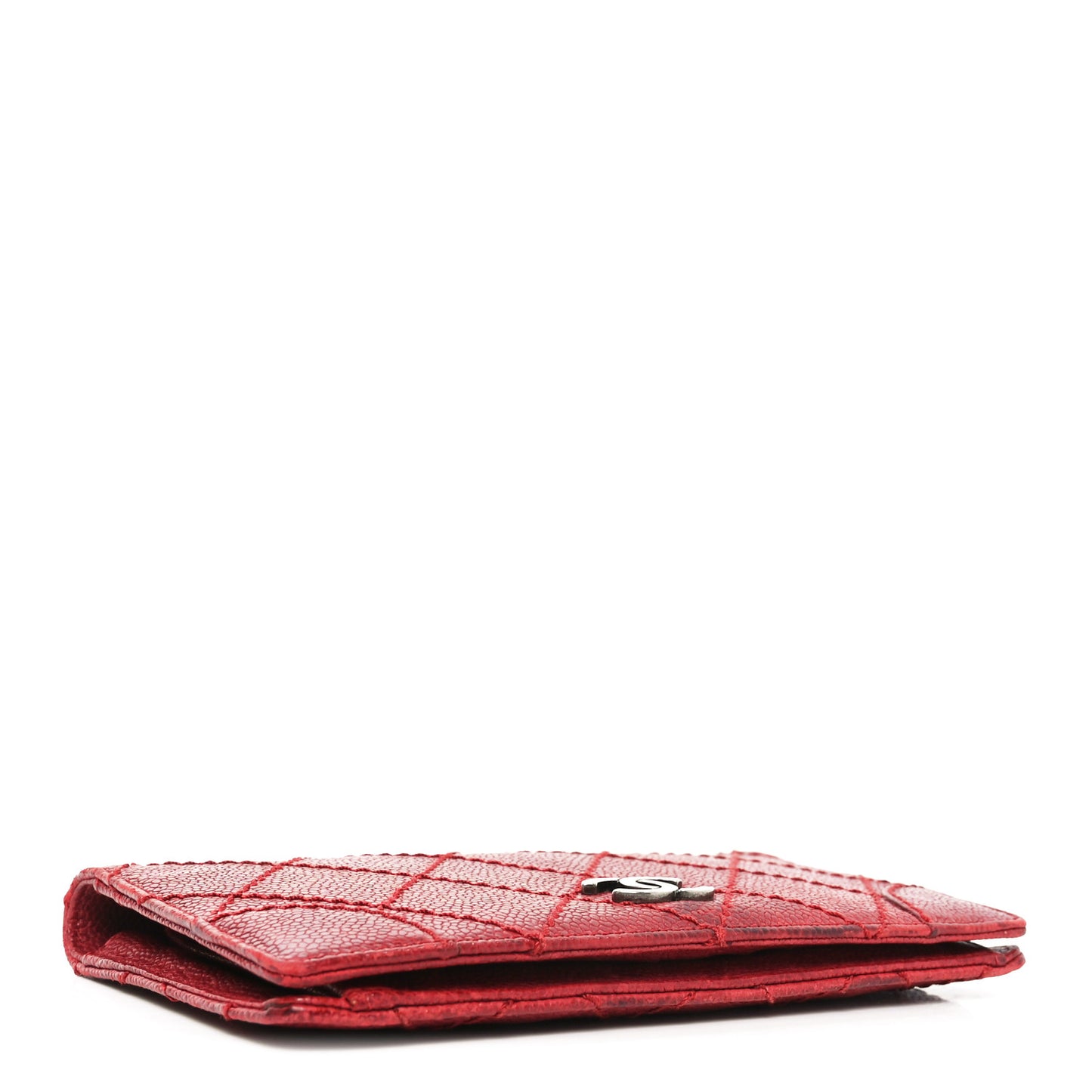 Distressed Caviar Stitched Outdoor Yen Wallet Bordeaux Clair
