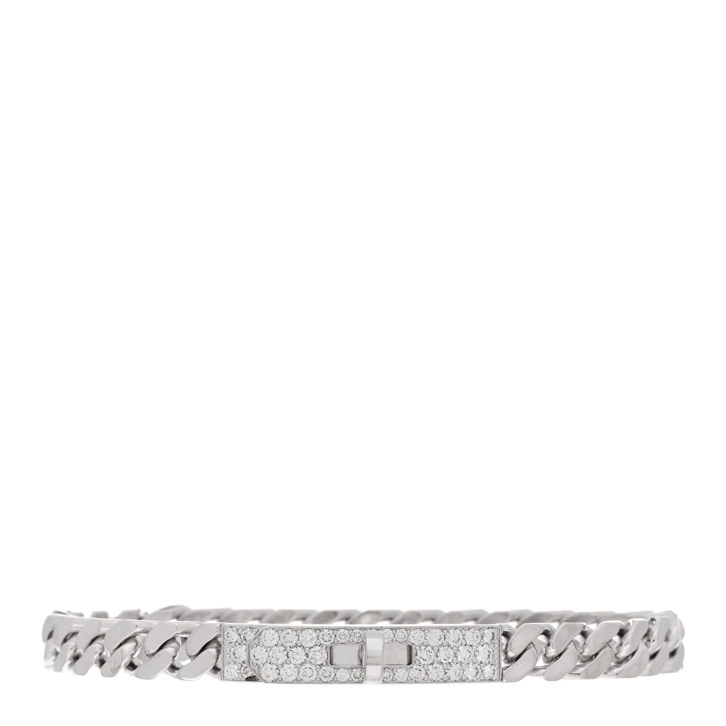 18K White Gold Diamond TPM Kelly Gourmette Bracelet ST