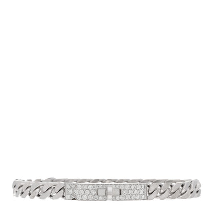 Hermes 18K White Gold Diamond TPM Kelly Gourmette Bracelet ST 1 of 4