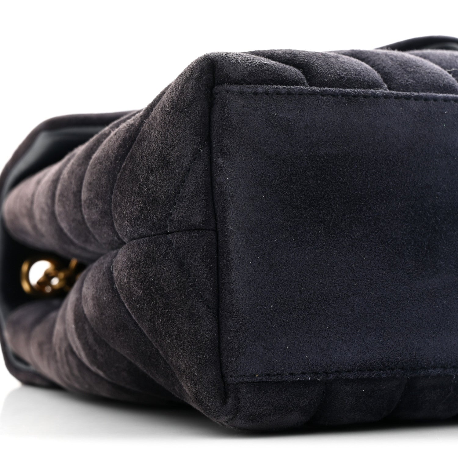 Saint Laurent Suede Calfskin Y Quilted Monogram Small Loulou Chain Satchel Deep Marine 9 of 10