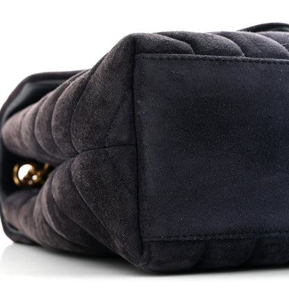 Saint Laurent Suede Calfskin Y Quilted Monogram Small Loulou Chain Satchel Deep Marine 9 of 10