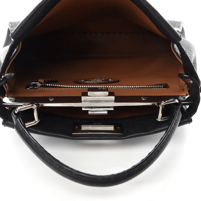Fendi Cuoio Romano Selleria Bi-Color Medium Peekaboo Iconic Satchel Black Mou 5 of 15