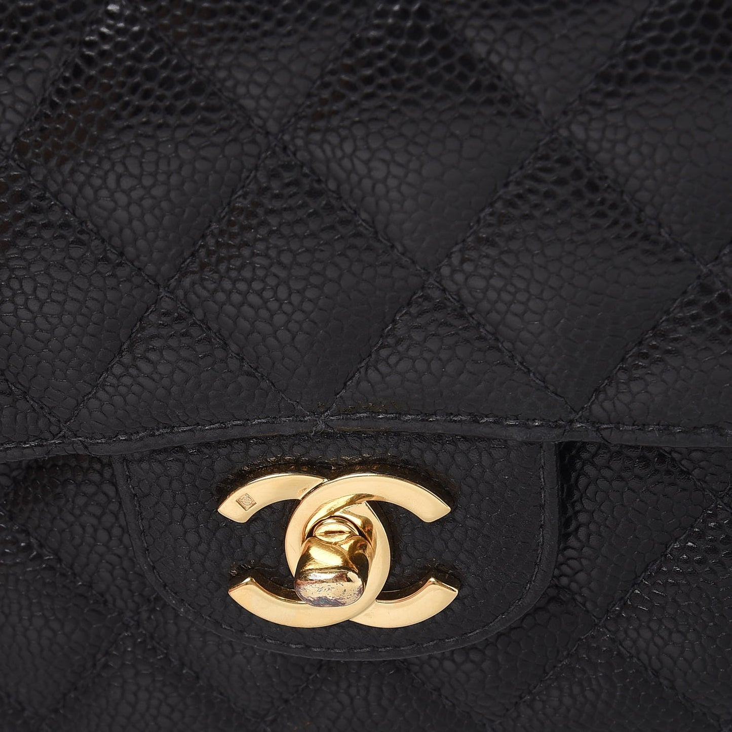 Caviar Quilted Medium Double Flap Black
