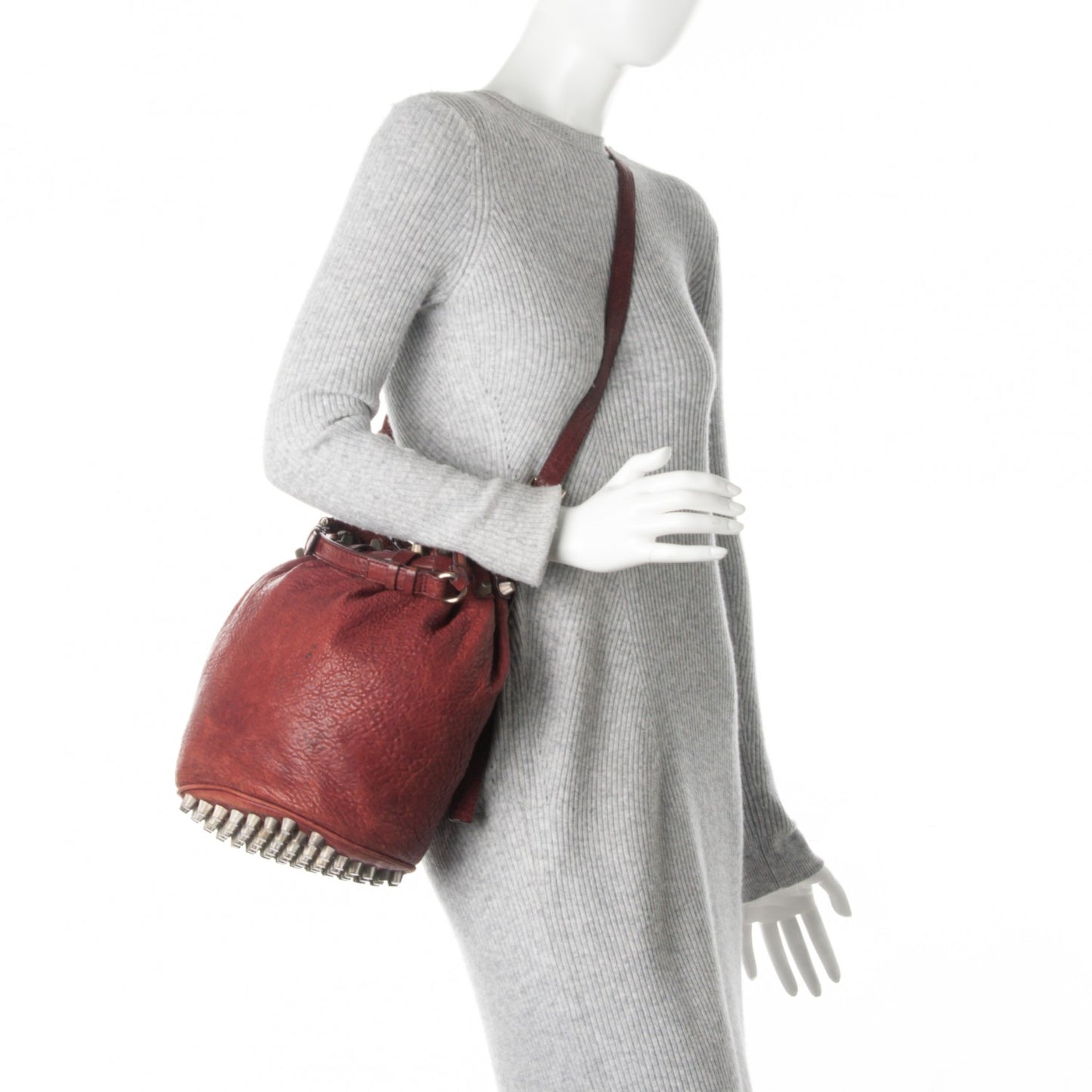 Pebbled Lambskin Diego Bucket Brick Silver Hardware