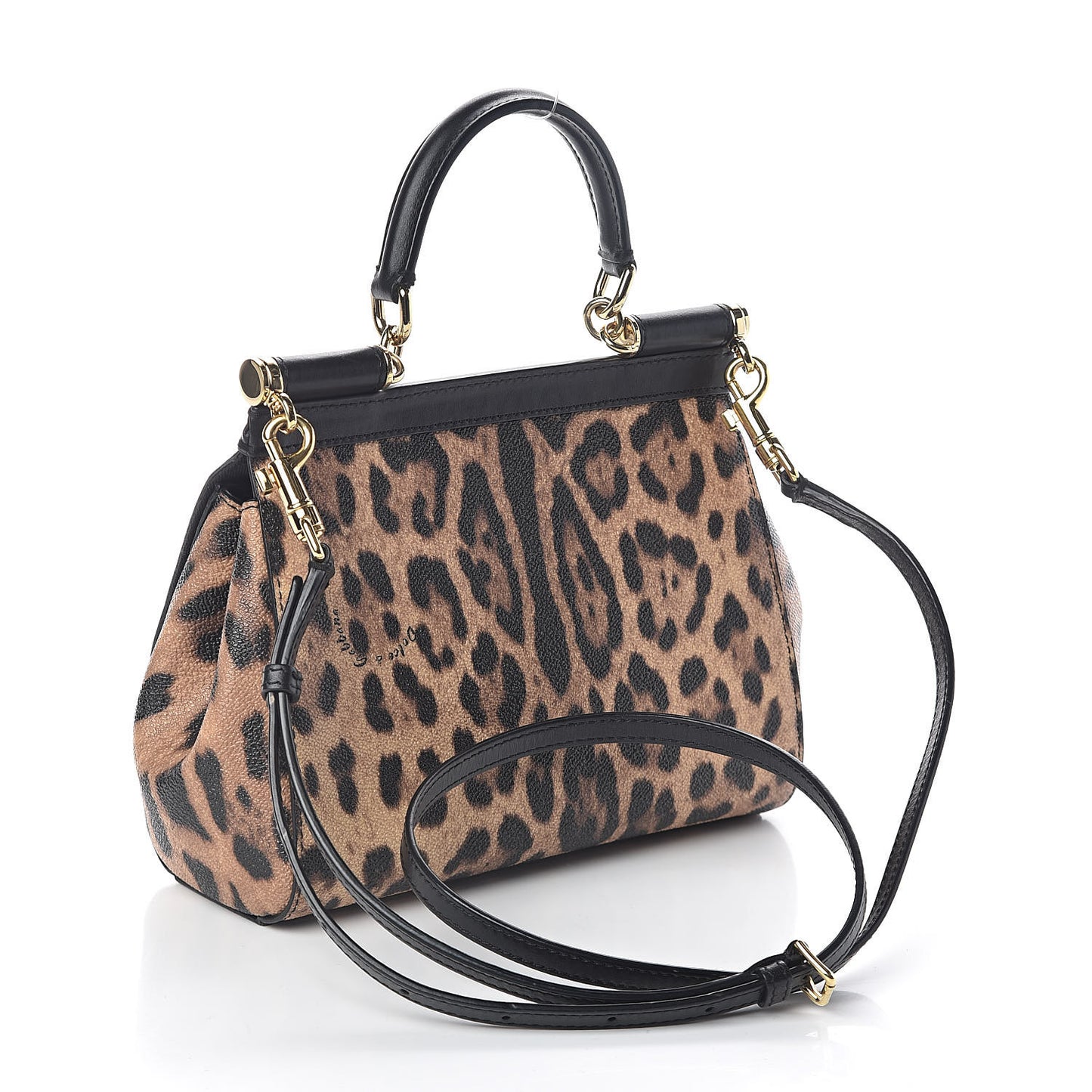 Dauphine Leopard Print Mini Miss Sicily Satchel Black