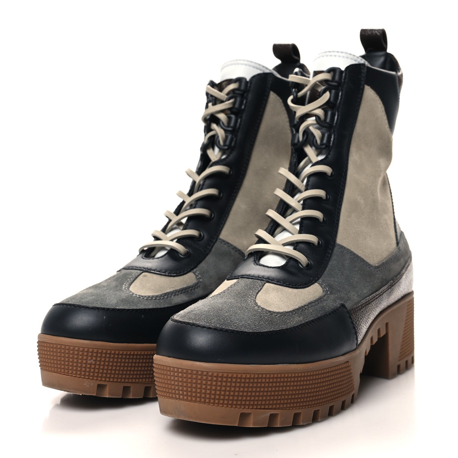 Louis Vuitton Suede Calfskin Monogram Laureate Platform Desert Boots 40 Grey 3 of 9