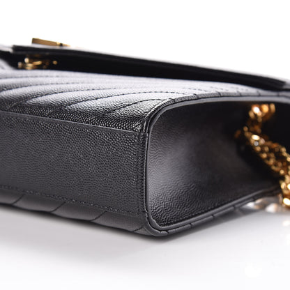 Saint Laurent Grain De Poudre Matelasse Chevron Medium Monogram Satchel Black 7 of 11