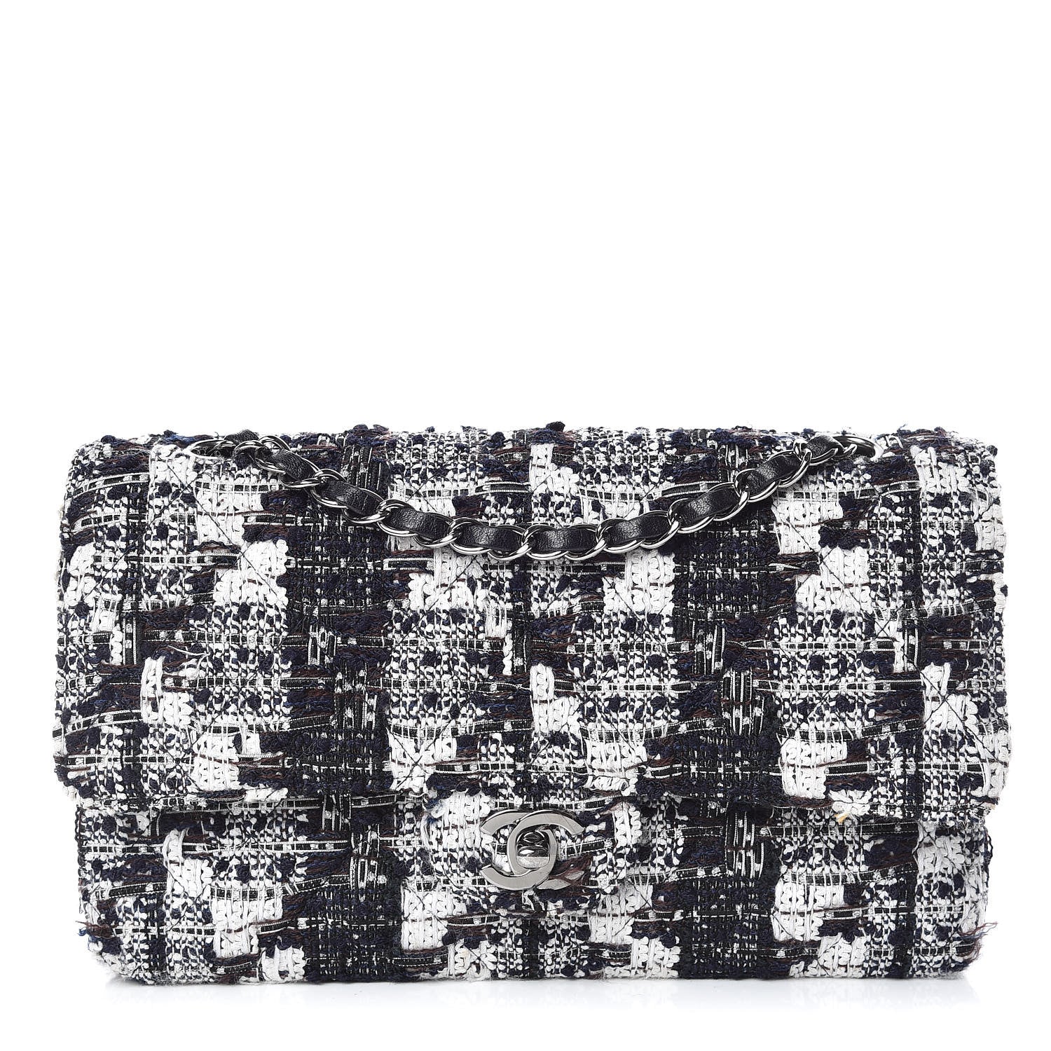 Chanel Tweed Medium Double Flap Blue White 1 of 10