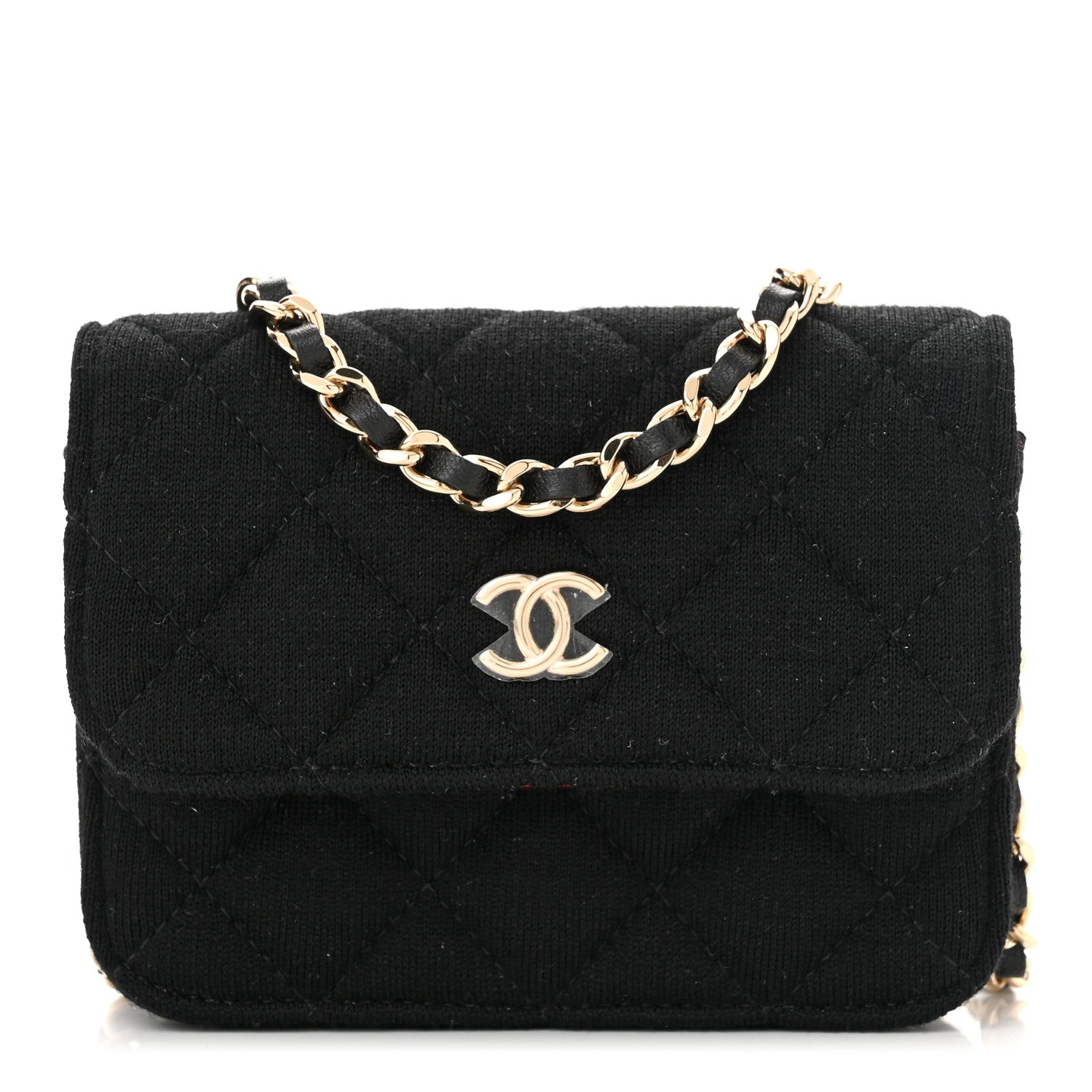 Chanel Wool Quilted Clutch With Chain Black 1 of 11