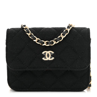 Chanel Wool Quilted Clutch With Chain Black 1 of 11