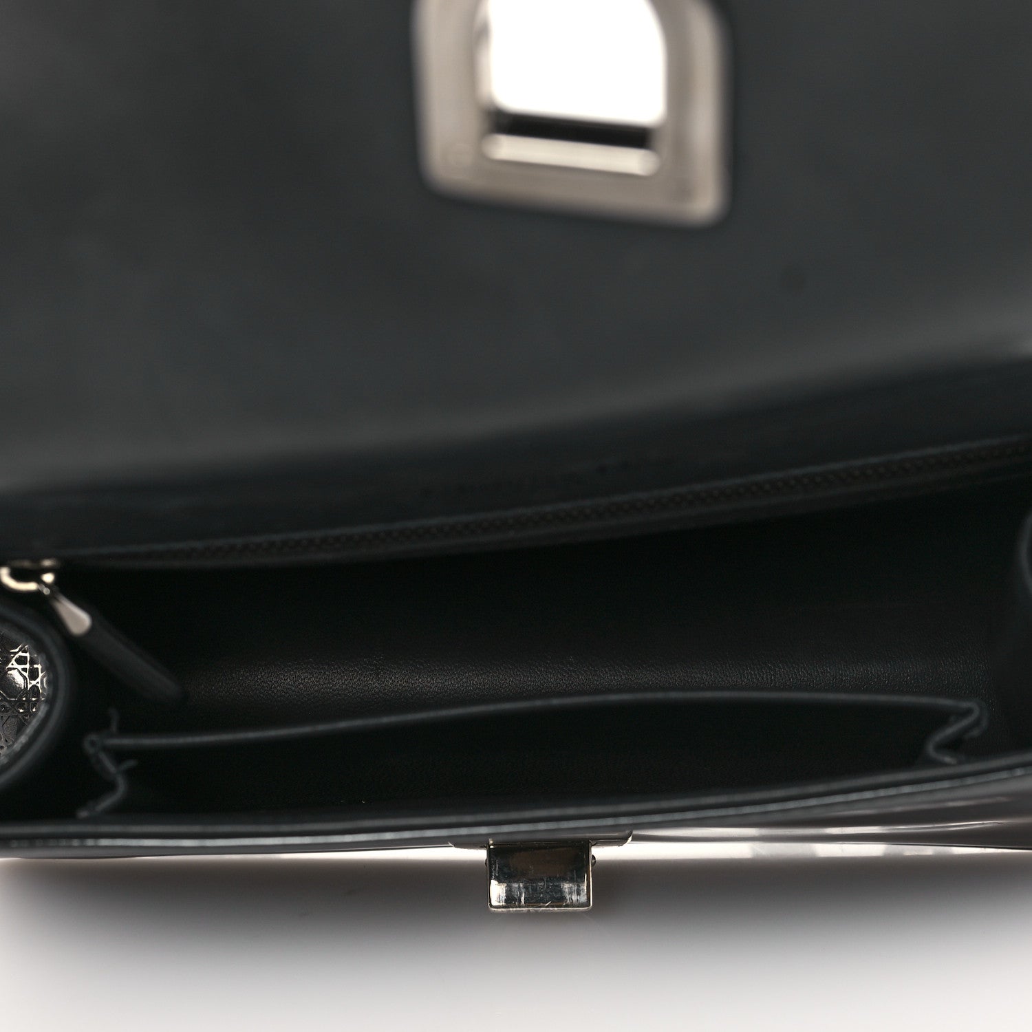 Christian Dior Metallic Patent Micro-Cannage Medium Diorama Flap Bag Graphite 5 of 9