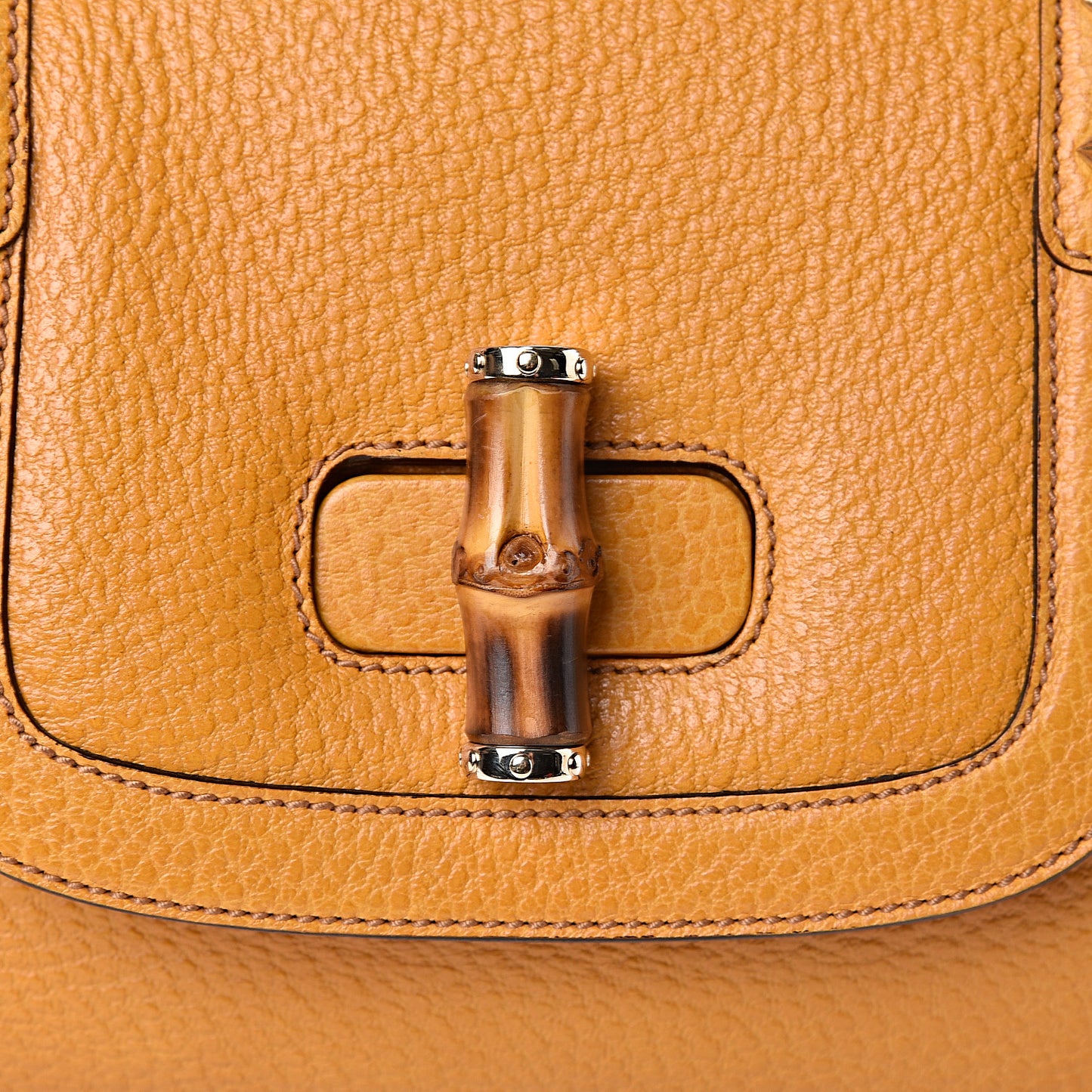 Calfskin Bamboo Top Handle Bag Yellow