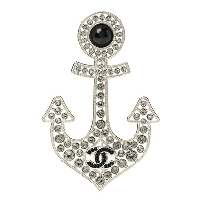Chanel Crystal Pearl CC Anchor Brooch Silver 1 of 5