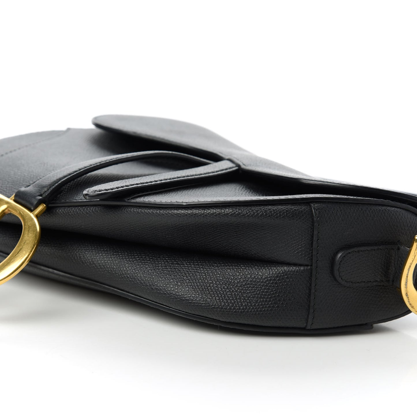 Grained Calfskin Saddle Bag Black