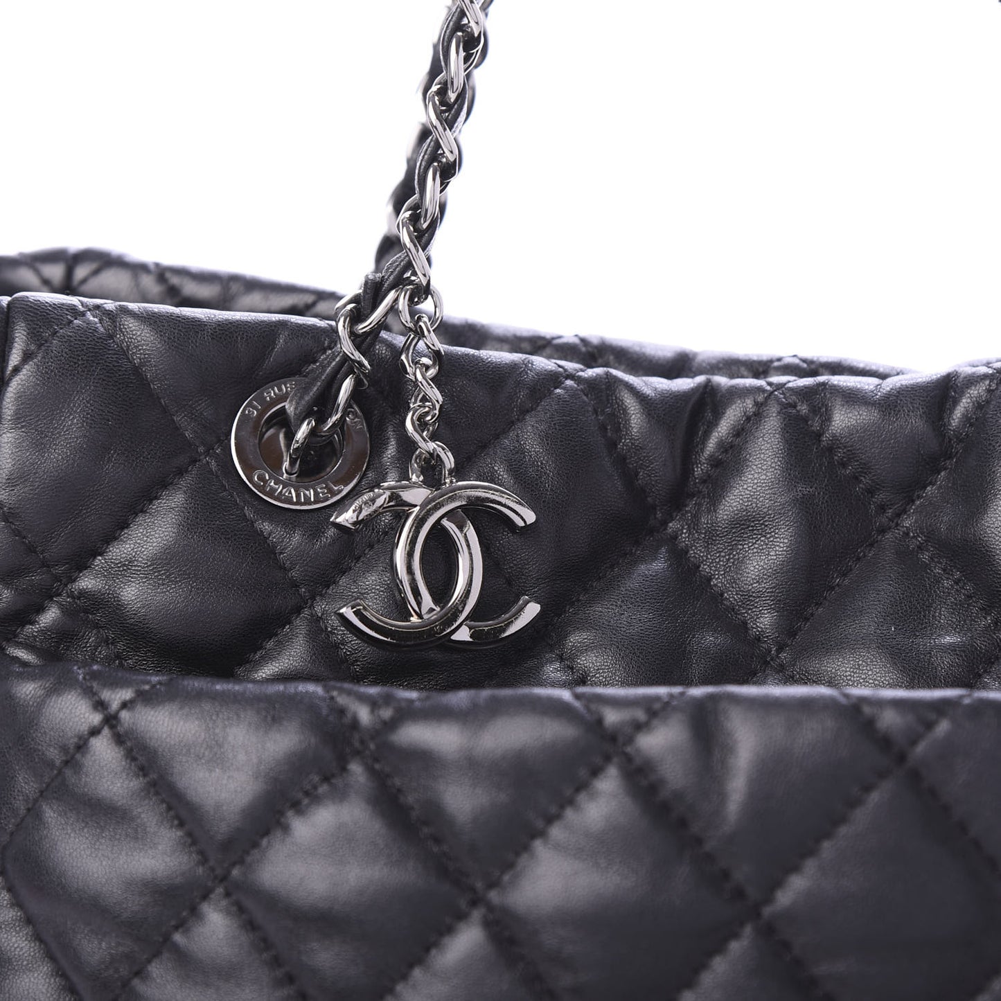 Lambskin Quilted Week End on Mars Tote Black