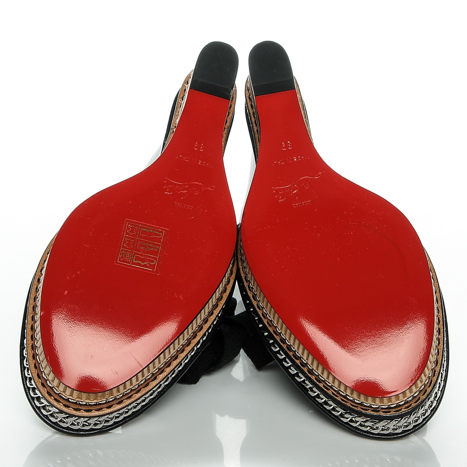 Christian Louboutin Shiny Calfskin Tribuli 140 Wedge Sandals 39 Black 7 of 8