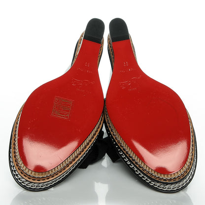 Christian Louboutin Shiny Calfskin Tribuli 140 Wedge Sandals 39 Black 7 of 8