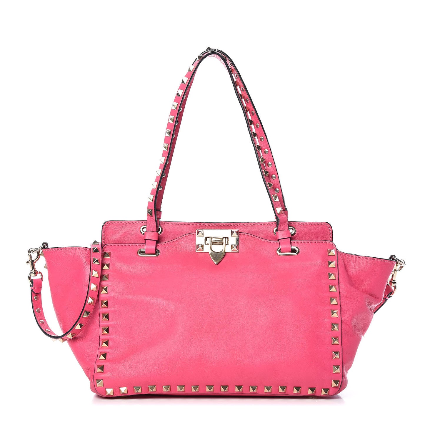 Vitello Small Rockstud Tote Pop Fuxia