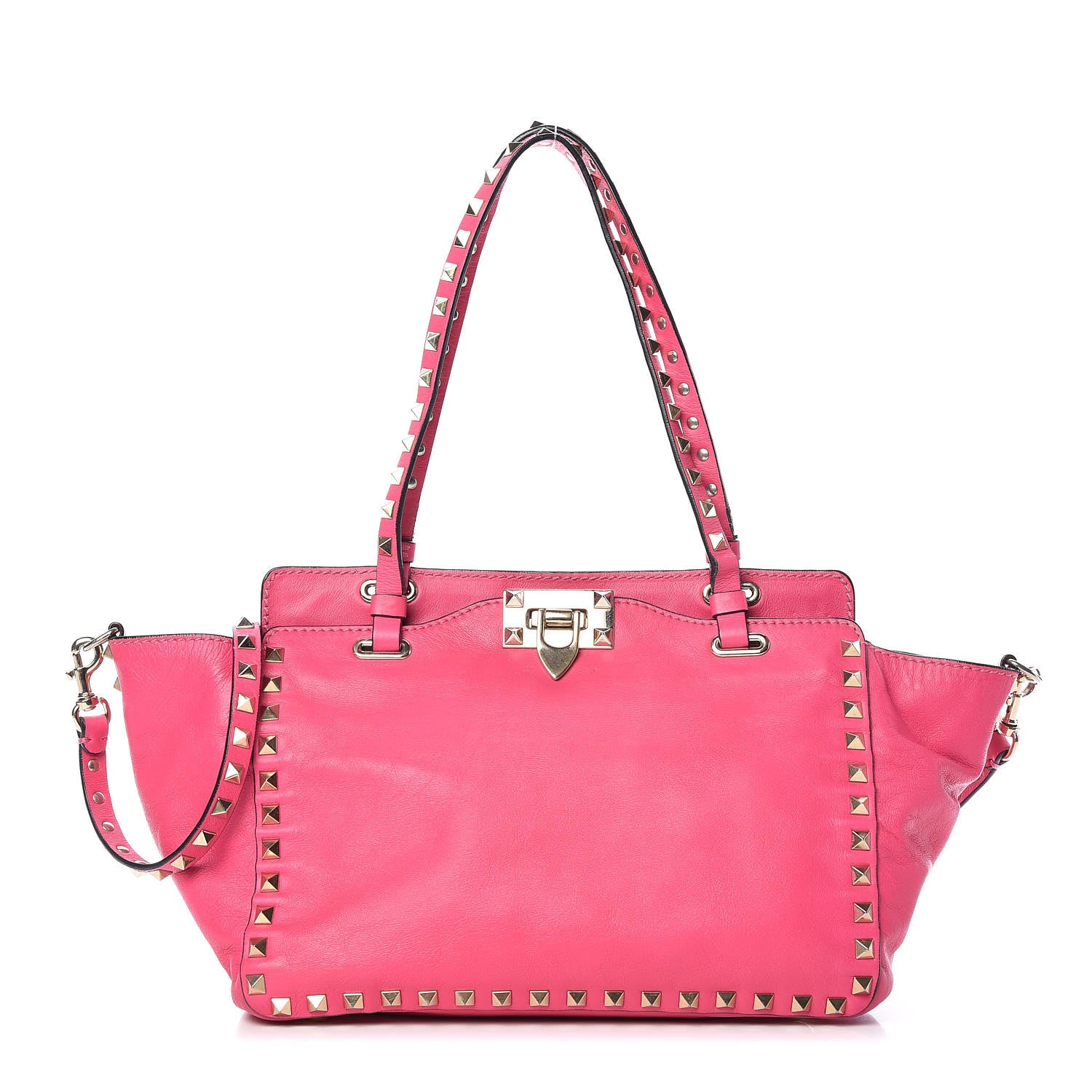 Valentino Garavani Vitello Small Rockstud Tote Pop Fuxia 1 of 19