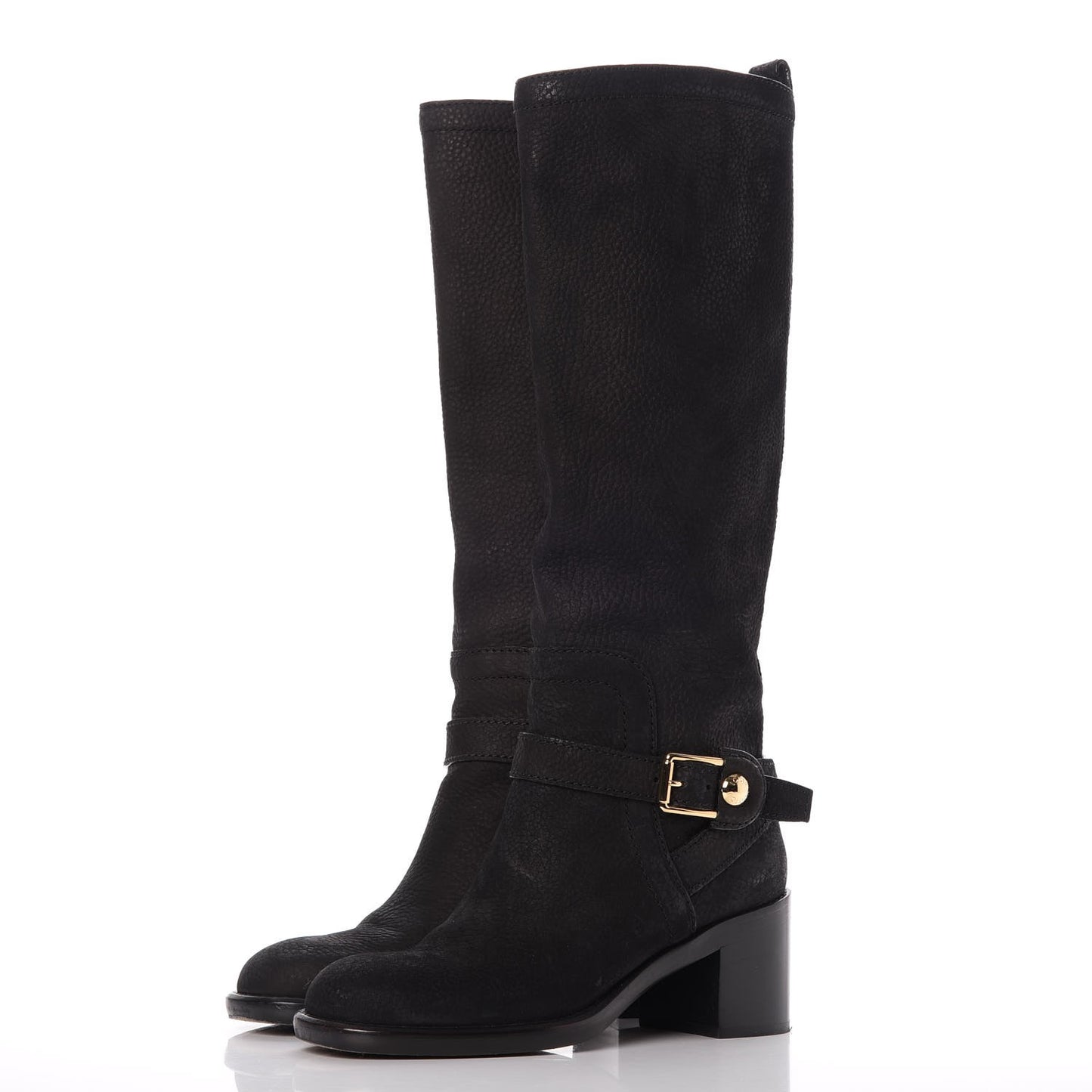 Nubuck Knee High Boots 38.5 Black