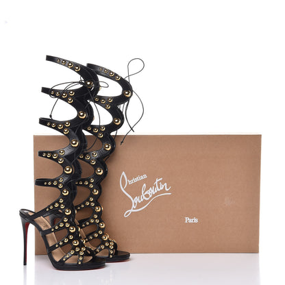 Christian Louboutin Kid Amazoutiful 120 Lace Up Sandals 39 Black/Gold 7 of 8