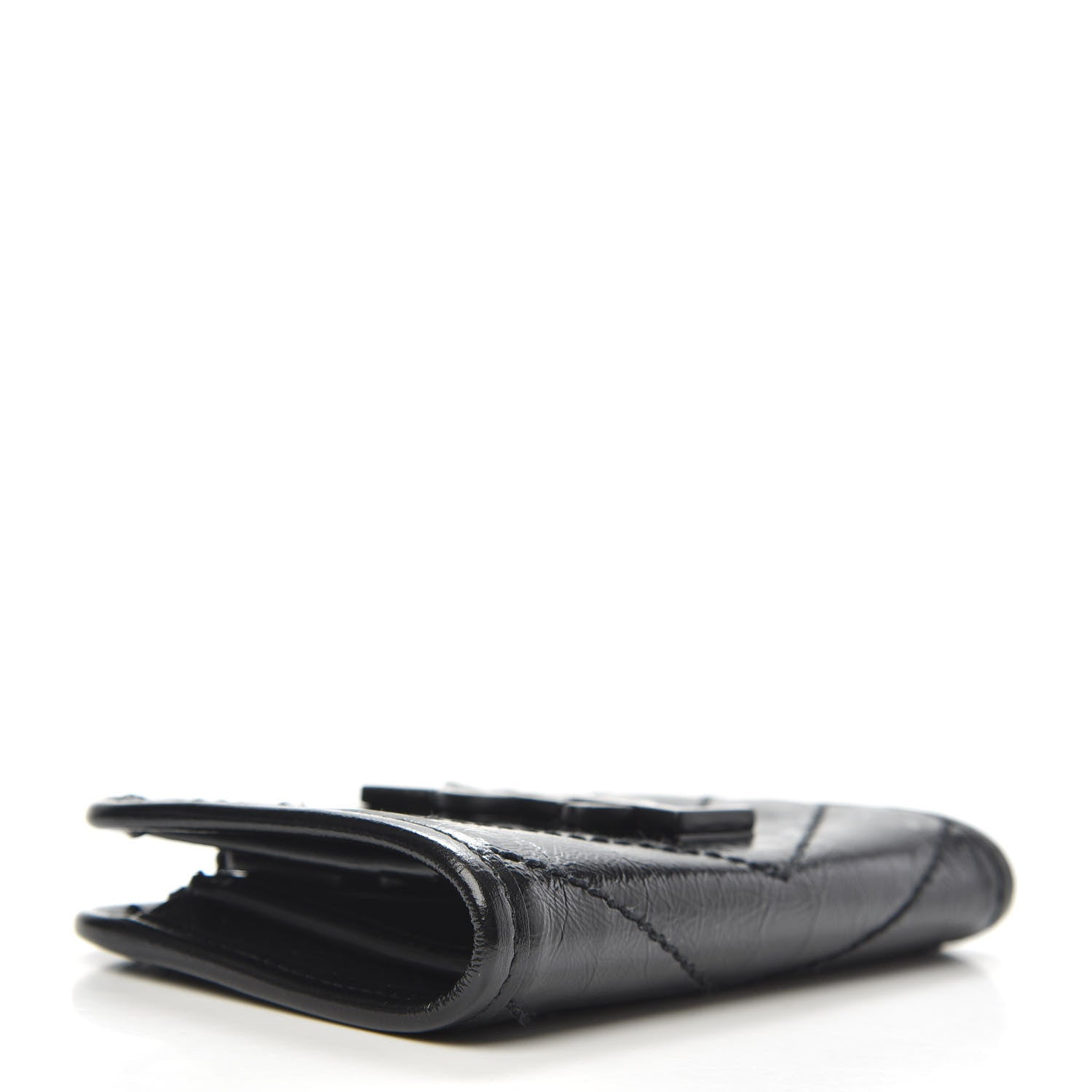 Saint Laurent Crinkled Calfskin Matelasse Monogram Niki Card Holder Black 4 of 8