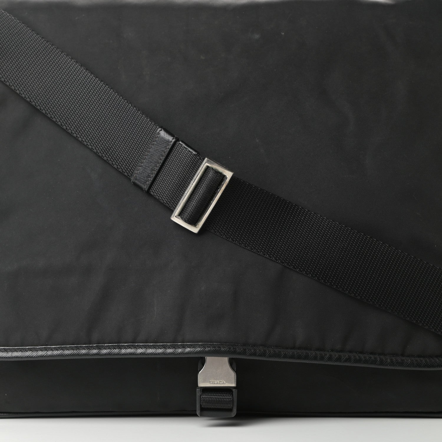 Prada Tessuto Nylon Saffiano Messenger Satchel Black 8 of 13