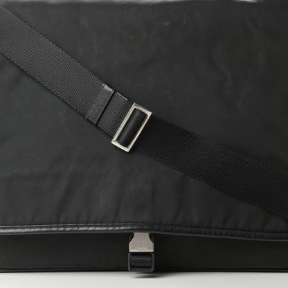 Prada Tessuto Nylon Saffiano Messenger Satchel Black 8 of 13
