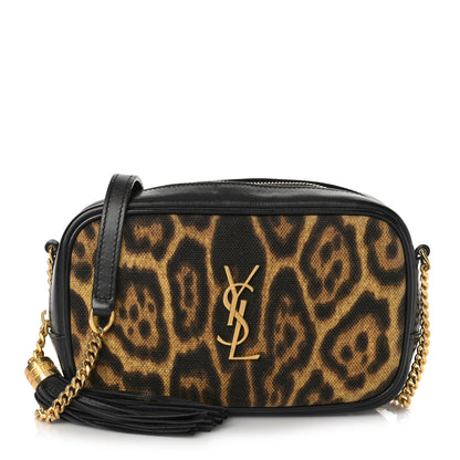 Saint Laurent Canvas Calfskin Leopard Print Monogram Mini Lou Camera Bag Brown 1 of 9