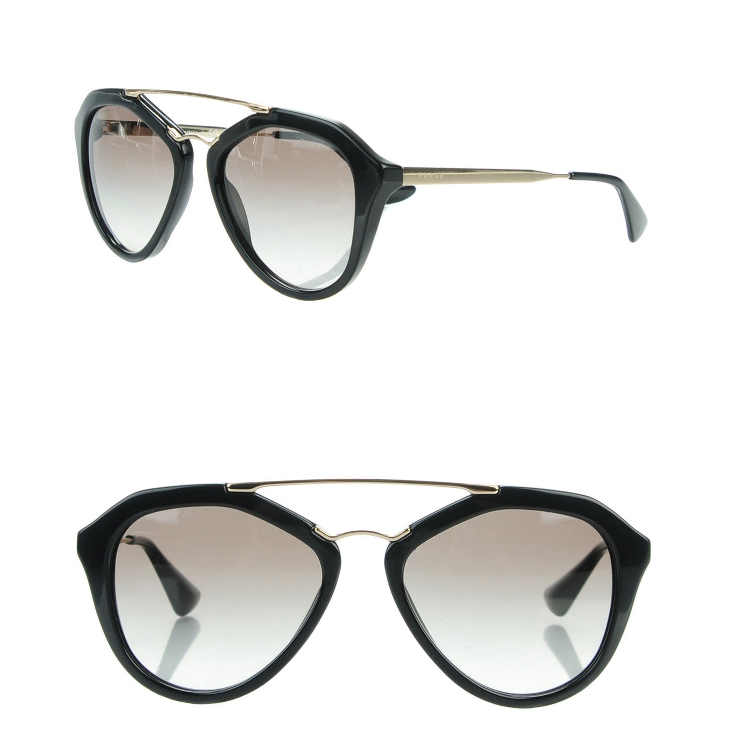 Prada Acetate Metal Cinema Sunglasses SPR 12Q Black 1 of 6