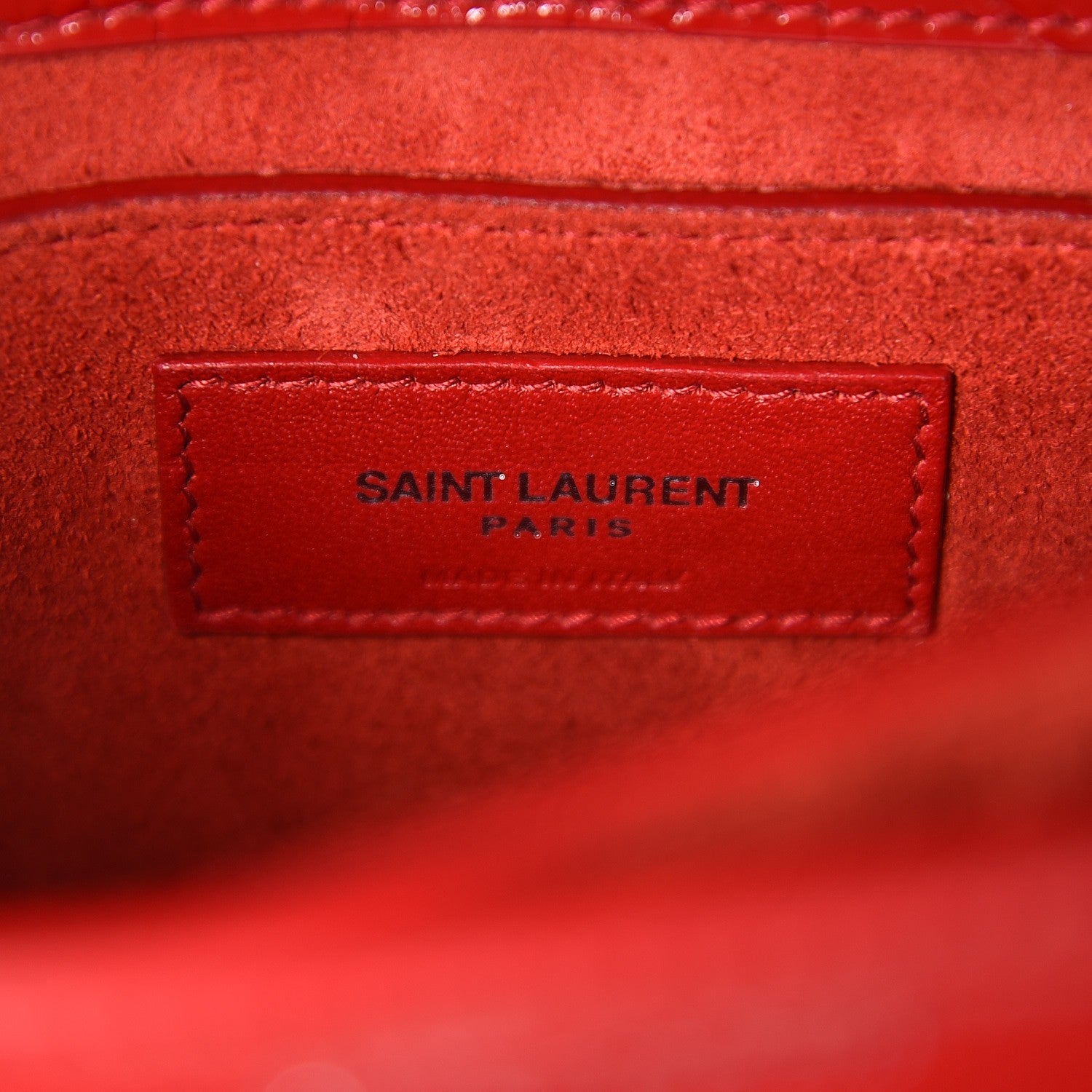 Saint Laurent Calfskin Crocodile Embossed Medium Monogram Sunset Rouge Eros 8 of 9