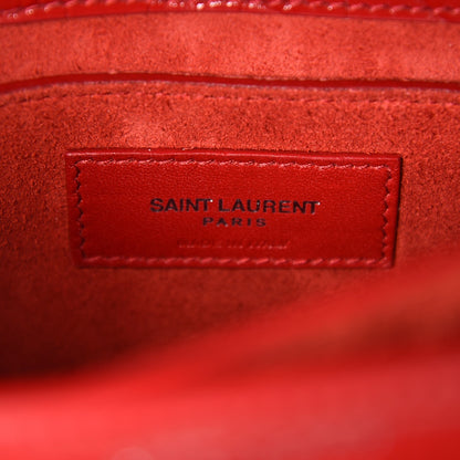 Saint Laurent Calfskin Crocodile Embossed Medium Monogram Sunset Rouge Eros 8 of 9