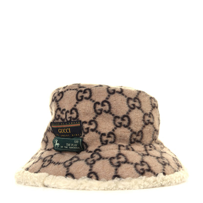 Gucci Covered Wool GG Monogram Bucket Hat L Beige Ebony 1 of 6