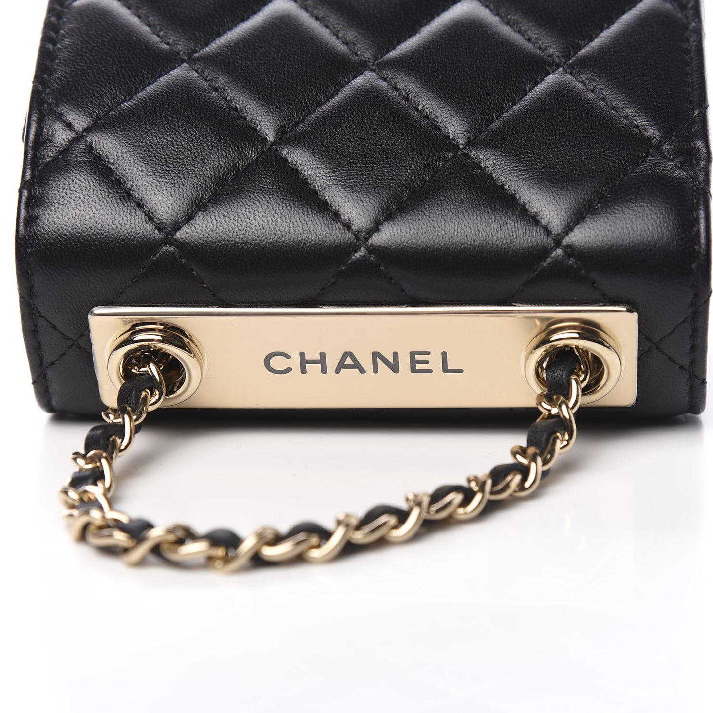 Lambskin Quilted Mini Trendy CC Chain Wallet Black