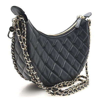Chanel Lambskin Quilted Small Hobo Bag Black 3 of 10