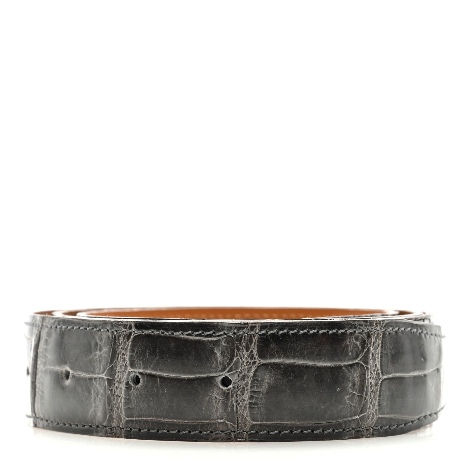 Hermes Shiny Porosus Crocodile 32mm Belt Strap 95 38 Graphite 2 of 4