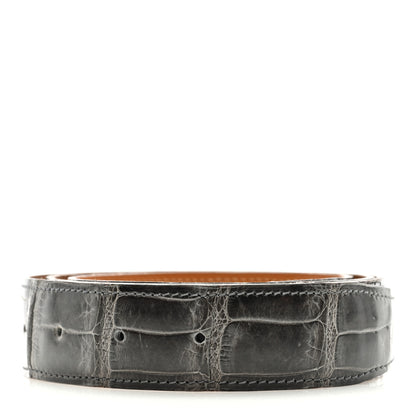 Hermes Shiny Porosus Crocodile 32mm Belt Strap 95 38 Graphite 2 of 4