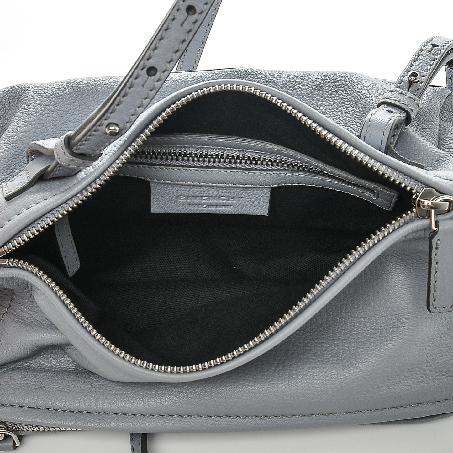 Grained Calfskin Mini Pandora Light Grey
