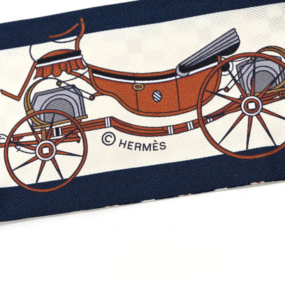 Hermes Silk Les Voitures Nouvelle Twilly Marine Caramel White 3 of 4