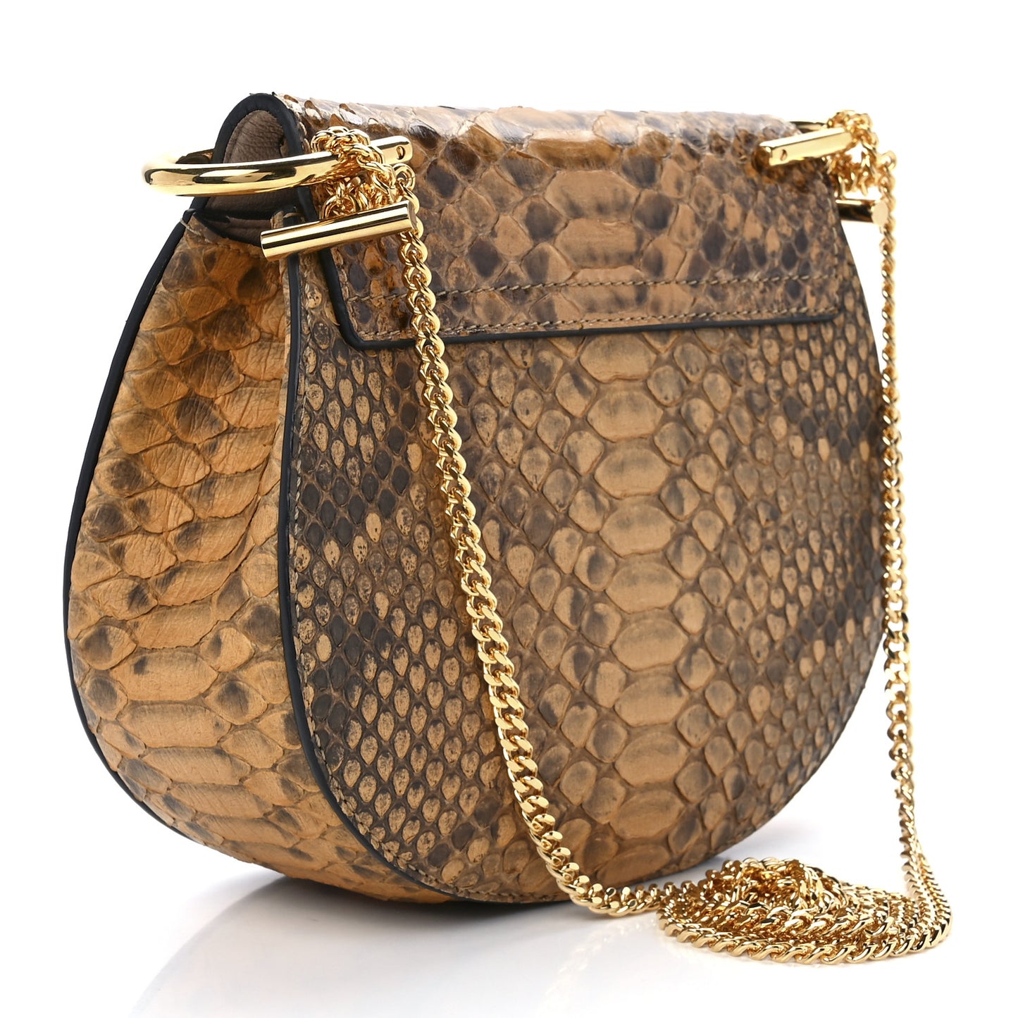 Snakeskin Mini Drew Shoulder Bag Curry Yellow