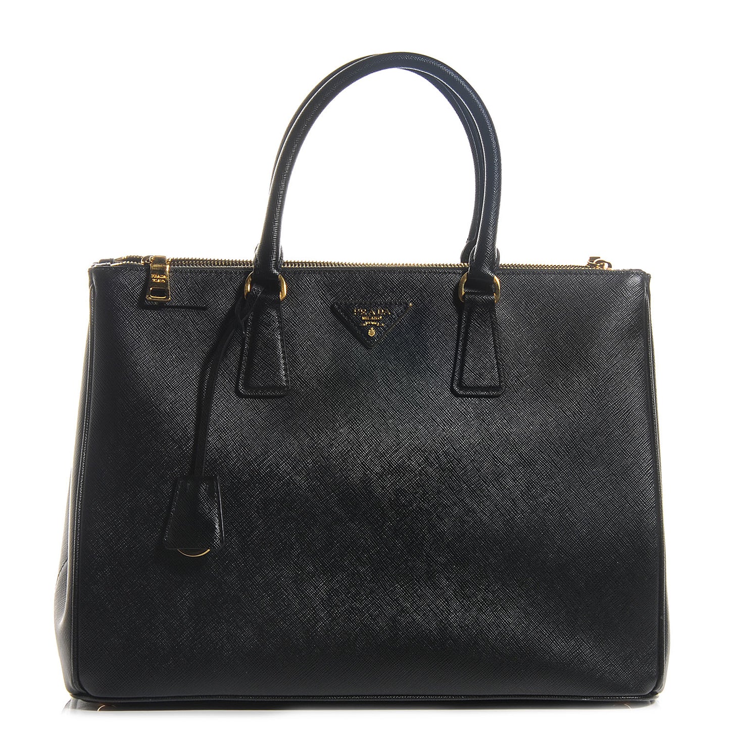 Saffiano Lux Double Zip Medium Tote Nero Black