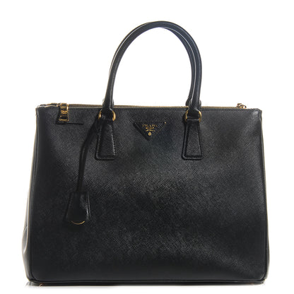 Prada Saffiano Lux Double Zip Medium Tote Nero Black 1 of 12